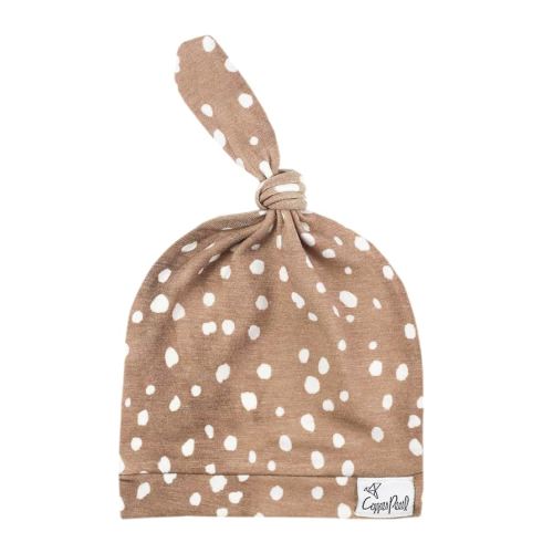 Baby Beanie Hat Top Knot Stretchy Soft"Fawn" by Copper Pearl