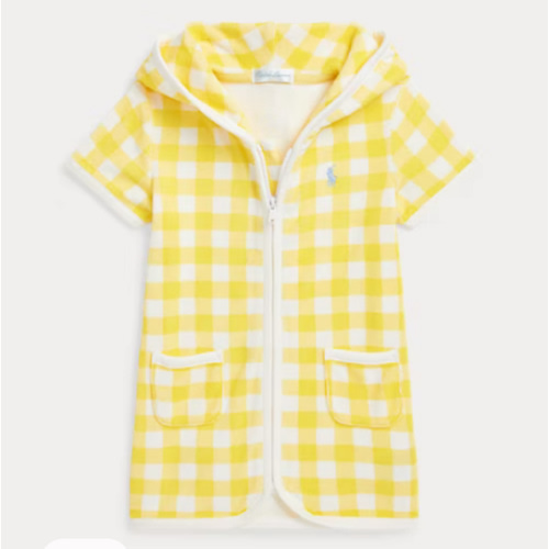 Gingham Terry Hooded Cover-Up