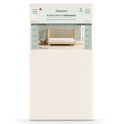 Beautyrest PureEarth Certified Organic Standard Crib & Toddler Hybrid Mattress 4": Firm, Latex Foam, Breathable