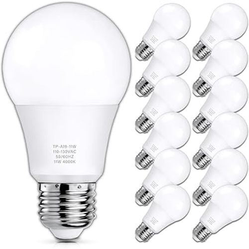 MAXvolador A19 LED Light Bulbs, 100 Watt Equivalent LED Bulb, 1100 Lumens Neutral White 4000K E26 Medium Base, Non-Dimmable 11W LED Bulb 12-Pack