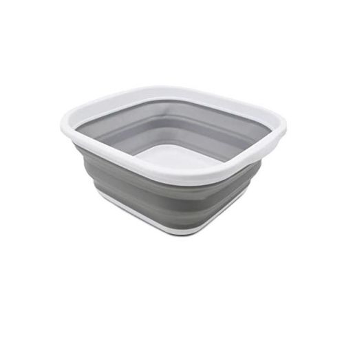 SAMMART 5.5L (1.4 Gallons) Collapsible Tub - Foldable Dish Tub, White/Grey
