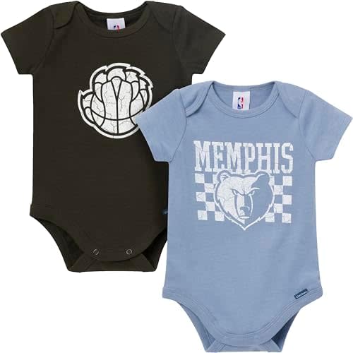 Gerber unisex-baby NBA Team 2 Pack Short Sleeve Onesie Bodysuits