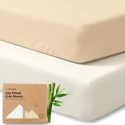 KeaBabies 2-Pack Baby Crib Sheets for Boys, Girls, 52x28 Fitted (Khaki)