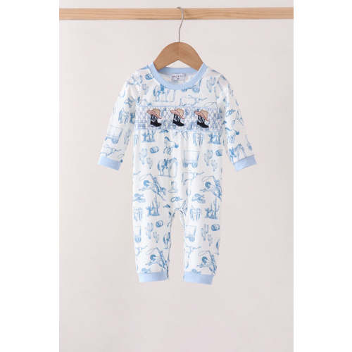 Blue Cowboy Smocked Romper – HoneyBean