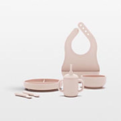 Lalo Grapefruit Pink First Bite Full Baby Feeding Set + Reviews | Crate & Kids