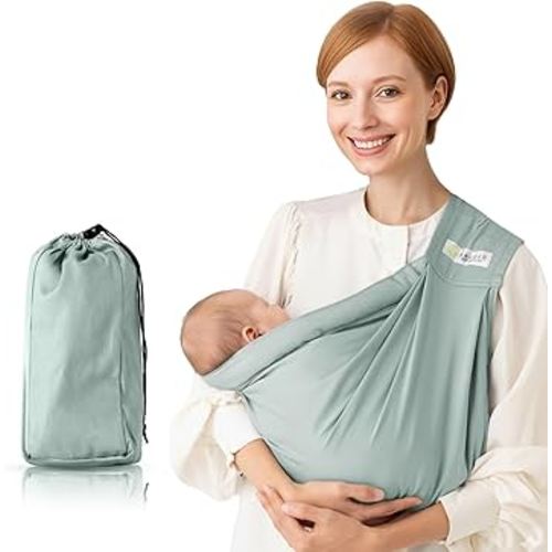 kerätä Baby Sling Carrier for Newborn to Toddler(8-45 Lbs), Cozy Wearing Baby Wrap Carrier with Adjustable Shoulder Strap Safety Buckle, Portable Lightweight Child Carrier Sling One Size Fit All-Green