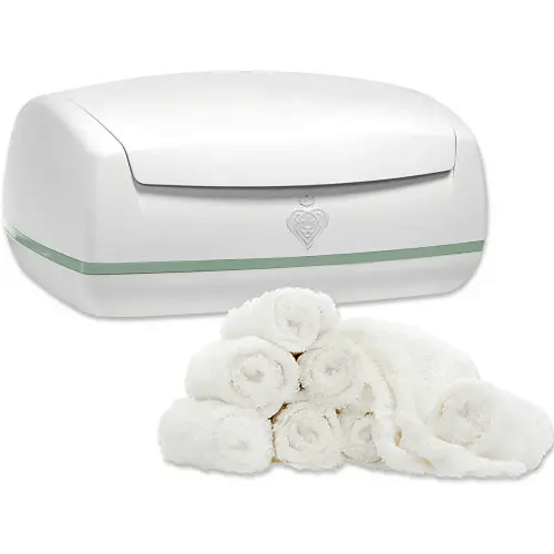 Prince Lionheart Warmies Wipes Warmer Designed for Reusable Cloth Wipes | Soft Glow Nighlight | Includes 1 everFRESH Pillow and 12 Warmies Cloth Wipes