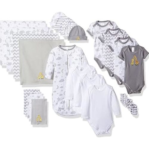 Spasilk Baby Essential 23 Piece Layette Set for Newborns and Infants, 0-6 Months, Grey Celestial
