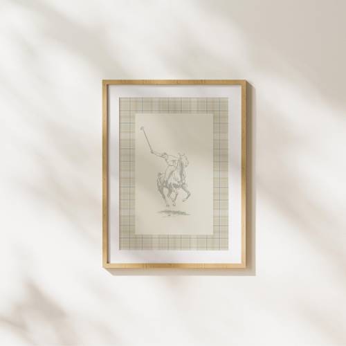 Grandmillennial Polo Print: Gingham Equestrian Wall Art