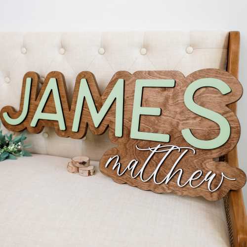 Custom Name Sign, Nursery Name Sign, Kids Bedroom Name Sign, Large Wooden Name Sign Wall Art, Above Bed Decor, 3D Layered Outline Name Sign