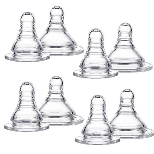 Cheers.US 8Pcs Bottle Nipples Slow Flow Nipple for Newborns and Older,Silicone Nipples for Baby Bottles