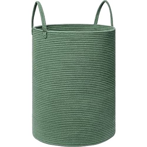 Laundry Basket, 72L Woven Laundry Hamper, Baby Nursery Hamper for Toys, Blanket Basket for Living Room, Clothes Hamper for Bedroom&Baby Room, Green