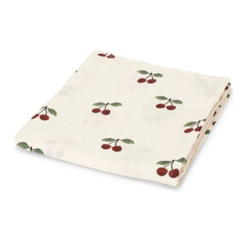 Cherry organic cotton swaddling diaper | Cherry red