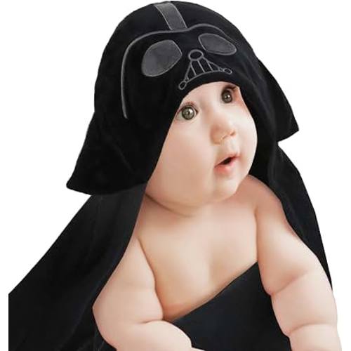 Amazon.com: Lambs & Ivy Star Wars Darth Vader Luxury Cotton Hooded Baby Bath Towel | Thick, Absorbent, Premium Soft Black Terry, 34" x 23", Velour Applique, 320 GSM