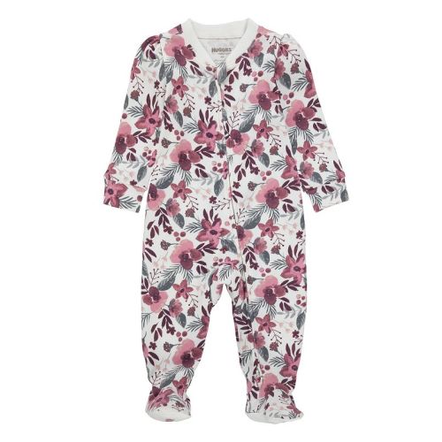 Newborn Baby Girls Huggies Babywear® Organic Sleep & Play 2-Way Zip Floral Coveralls