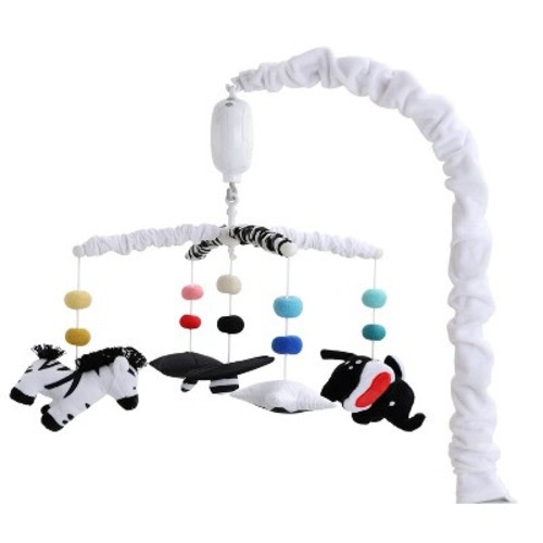 The Peanutshell Montessori Neutral Musical Crib Mobile for Baby Boys and Girls, Black and White