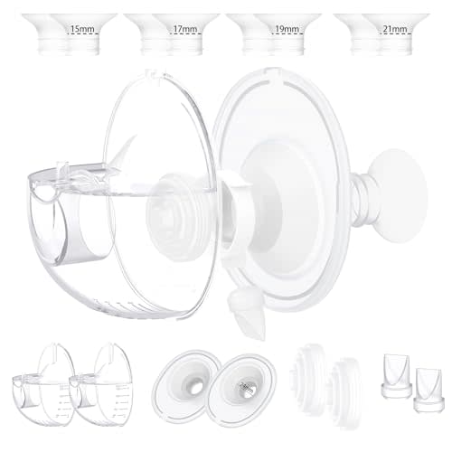 Two Complete Sets Compatible with Momcozy M5 Breast Pump Replacement Parts, 24mm Collection Cup and 15/17/19/21mm 8pcs Flange Size Kit for M5 only, not Other Models