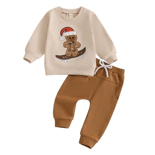 Madjtlqy Toddler Baby Boy Christmas Outfits Long Sleeve Pullover Sweatshirts Jogger Pants Xmas Infant Fall Winter Clothes