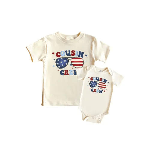 American Cousin Crew Graphic Bodysuit & Kids Tee | Natural