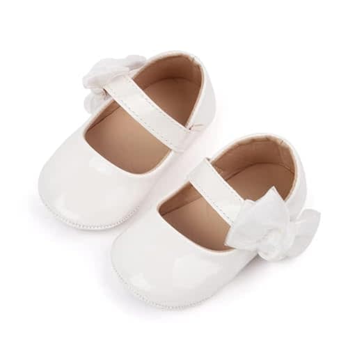 Sawimlgy Baby Girls Mary Jane Sequins Crown Flats PU Leather Wedding Party Princess Ballet Shoe Infant Rubber Sole Prewalker Toddler First Crib Shoes