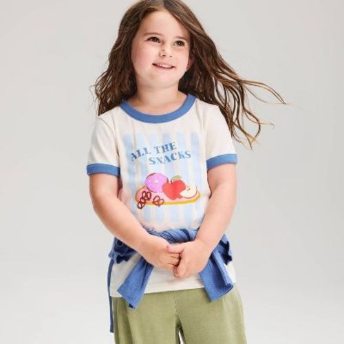 Toddler Girls' Snacks Classic Short Sleeve T-Shirt - Cat & Jack™ White 4T