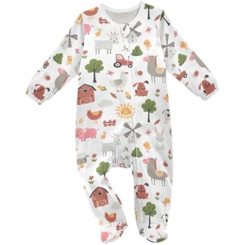 Baby Girl One Piece Footie, Infant Romper Sleeper Baby Boy Play Footed, 0-24 Months