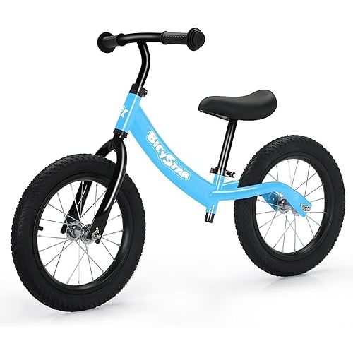 14 Inch Balance Bike for Kids 3-6 Year Old, Kids Bike with No Pedals, Air Rubber Tires, Adjustable Height, Foot Rest, Pedalless Kids Bicycle Boys, Girls