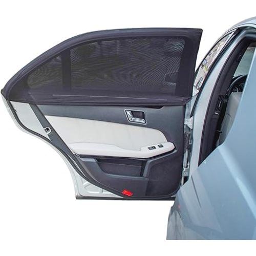 TFY Universal Car Side Window Sun Shade - Protects Your Kids from Sun Burn - Double Layer Design - Maximum Protection - Fit Most of Vehicle - 2 Pieces (Regular Contoured Window)