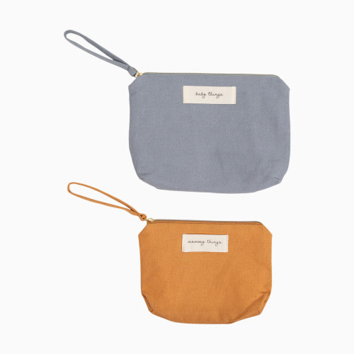 Pearhead Mom Things & Baby Things Pouch Set - Blue And Orange, 7.5" H X 10" W