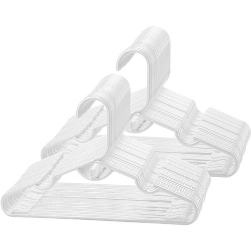 YourGift Baby Clothes Hangers 11.5" Baby Clothes Hangers Plastic White Kids Children's Clothes Hangers Infant Hangers Toddler Hangers (White, 100)
