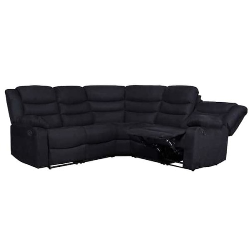 Luna 82 in. 5-Seater Fabric Manual Recliner Sectional Sofa with Drop-Down Table and Cup Holders in Gray
