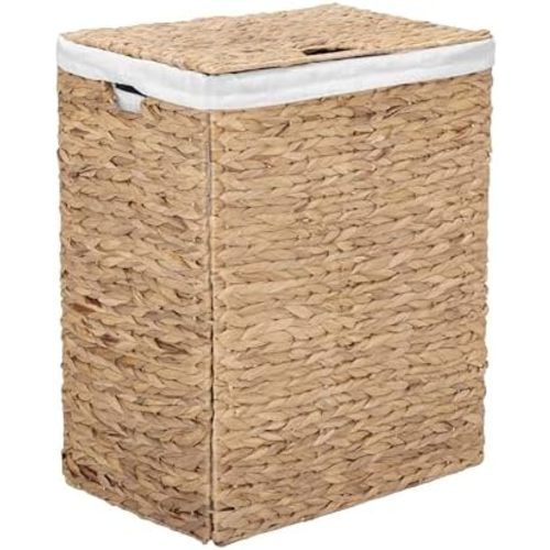 Seville Classics Handwoven Water Hyacinth Laundry Hamper with Lid