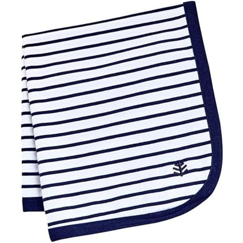 Coolibar UPF 50+ Baby Batibou Sun Blanket - Sun Protective (One Size- White/Navy Stripe)