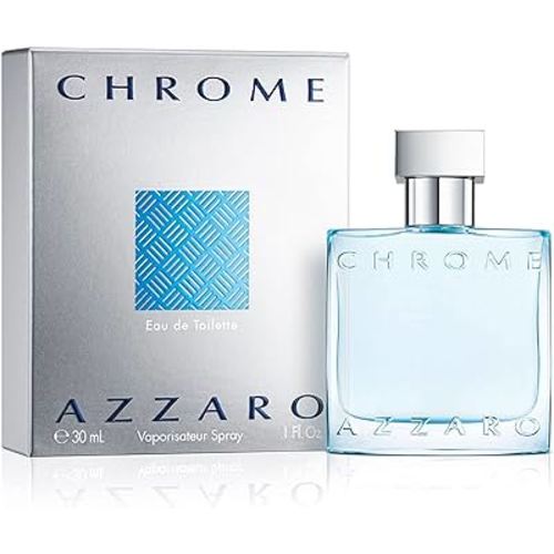 Azzaro Chrome Eau de Toilette - Fresh Aquatic Mens Cologne - Citrus, Woody, Musky Fragrance -Fresh Notes of Bergamot - Everyday Wear - Classic Summer Beach Scent - Luxury Perfumes for Men