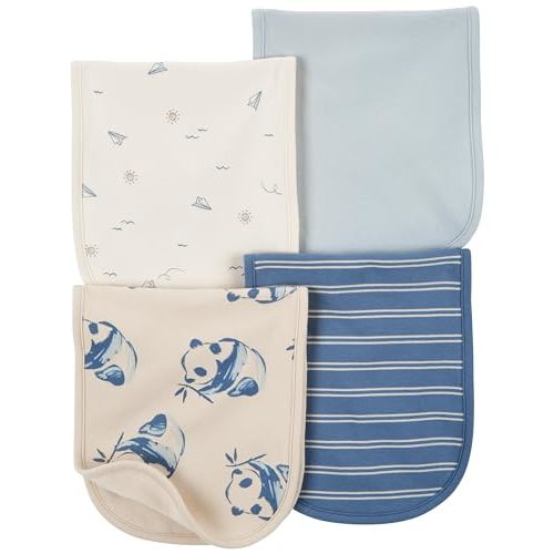 Carter's Baby Boys 4 Pack Cotton Burp Cloths (Blue/Ivory)