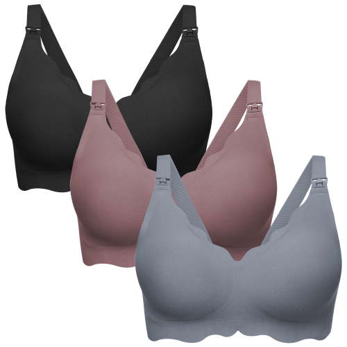HBlife 3 Pack Nursing Bras for Breastfeeding Ultra Comfort Seamless Maternity Bra Pack Wireless Pregnancy Bralette Bra Extender