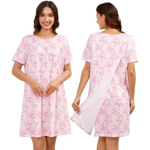 SWOMOG Hospital Gowns for Women Open Back Tear Away Post Surgery Dress Labor Delivery Nightgown Adaptive Clothing
