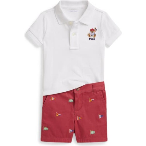 Bear Cotton Polo & Shorts Set, 6M
