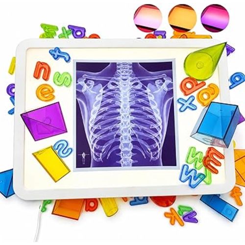 LED Light Table for Kids, Light Box with 10 Brightness Levels & 3 Color Modes, Portable Dimmable Box for Tracing, Art & Education, Home & Classroom (16" Blue)
