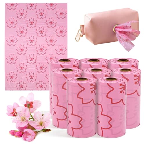 Portable Sanitary Napkin Disposal Bags Cherry Blossom Scented, with Dispenser, 120 pcs Pink Period Disposal Bags discreet period bags Disposable Mini Bags for Women Privacy Handling Bag Diaper Sack