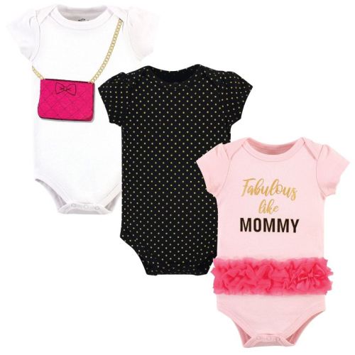 SIZE: 3-6 MONTHS Little Treasure Baby Girl Cotton Bodysuits 3pk, Fabulous, 3-6 Months