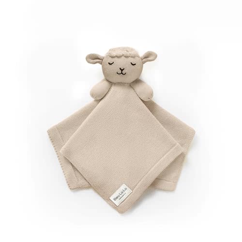 Organic Baby Lovey Security Blanket – Ultra-Soft Comfort Blanket for Newborns & Toddlers, Plush Snuggle Toy for Soothing, Perfect for Boys & Girls (Sheep - Oatmeal)