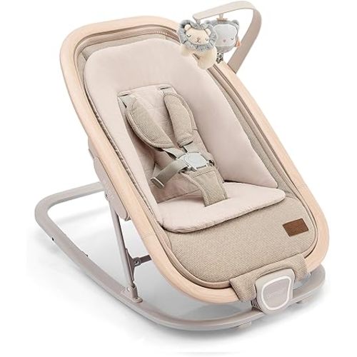 Gromast 2-in-1 Baby Bouncer Seat for Infants, Portable Baby Rocker with 3 Adjustable Backrest Positions & Travel Bag - Beige