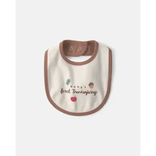 Baby 'Baby's First Thanksgiving' 100% Cotton Bib - Cream | Carter's