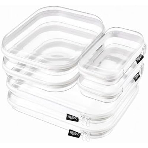 YQBRAO Clear Hard Shell Zipper Cases, Diaper Bag Organizer, 2L 2M 2S, White