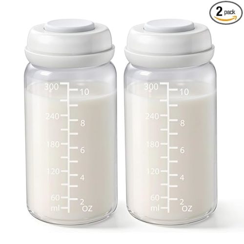 2PCS Breastmilk Storage Bottle for Momcozy 22oz Breast Milk Cooler, Wide Neck Breastmilk Collection Compatible with Spectra S1/S2/9 Plus/SG/Motif Luna, Certain Philips Avent Nipples, 10oz/300ml