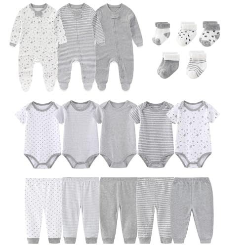 falianni Baby Boy Girl 18 Pack Layette Set Cotton Infant Unisex Clothes and Accessories New born Essentials Clothing Sets