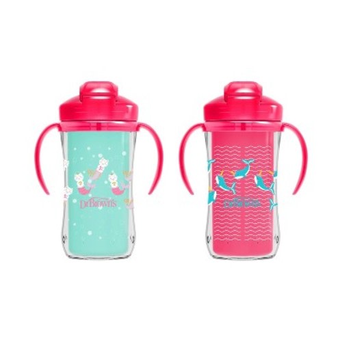 Dr. Brown's 10 fl oz Insulated Straw Cup - Pink - 2pk