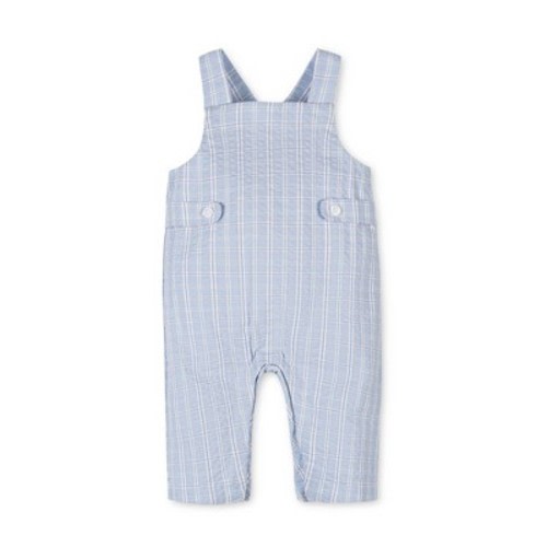 Hope & Henry Baby Organic Seersucker Overall, Blue Chateau Check, 3-6 Months