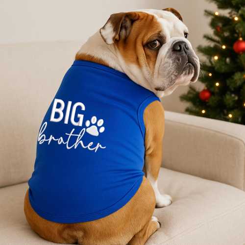 Embroidered Big Brother Doggie Tank - Custom Birthday Gift for Dog - Puppy Announcement Shirt